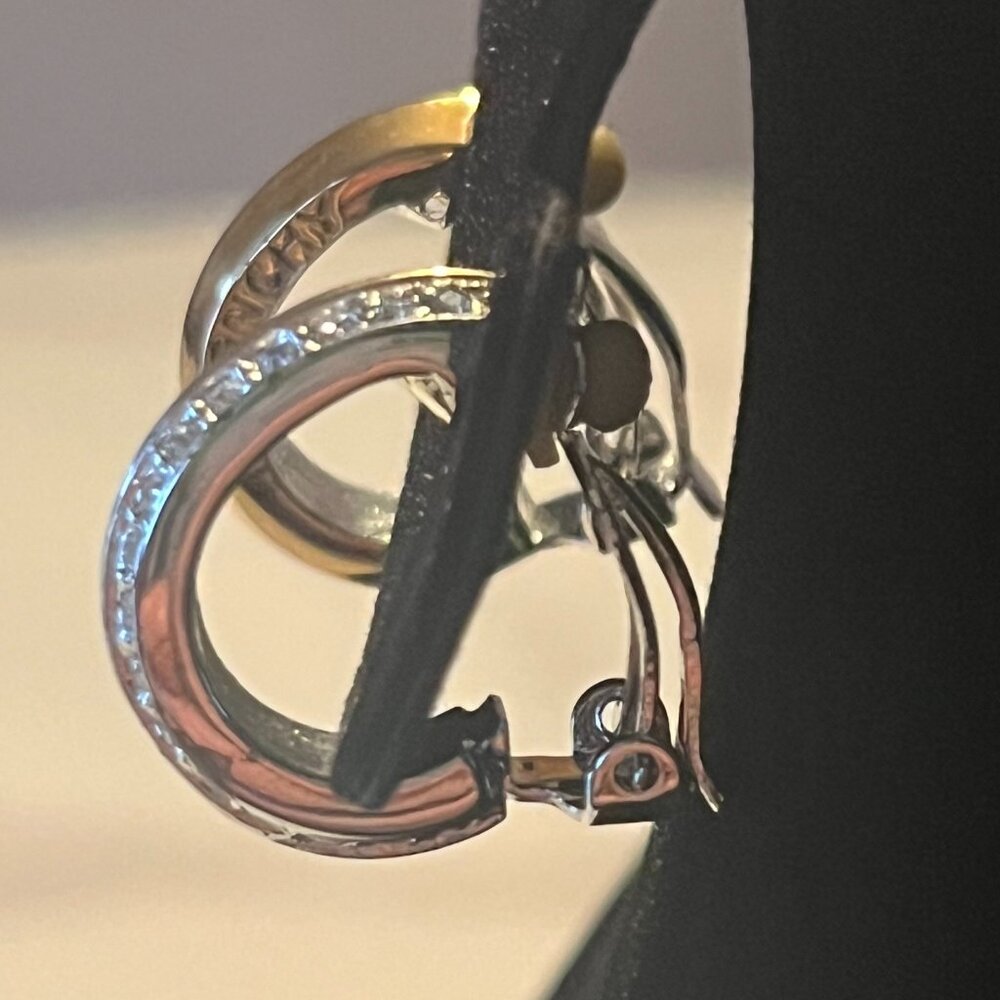 Givenchy Gold-Tone Vintage Hoop Earrings Crystals – COA Included - Picture 12 of 16